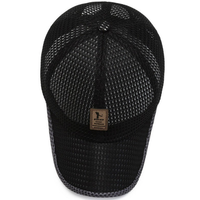 Casquette de baseball respirante en maille intégrale à 6 panneaux, avec patch en cuir réglable, légère, séchage rapide, pour la course, la pêche, style trucker