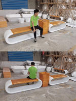 Magnifique chaise d'attente de loisirs avec tabouret annulaire en fibre de verre pour centres commerciaux, immeubles de bureaux et halls d'accueil
