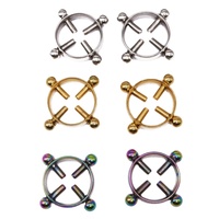 Anneau de téton réglable Gaby sans perçage en acier inoxydable certifié ASTM, plaqué or, zircon, faux bijou de corps pour femme