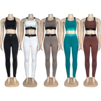 Set Yoga Musim Panas Terbaru, Rompi Olahraga, Celana High Waist Pengangkat Pinggul, Kompresi Perut, Set Fitness
