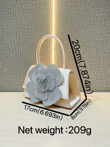 New Ladies Celebrity Shiny Rhinestone Rose Flower <b>Small</b> Square Polyester Evening <b>Handbag</b> Tanjing - Product Image 5
