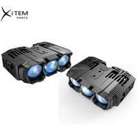 Projecteurs LED 200W pour Voiture, Feux de Grille avec Lentille, DRL et Ventilateur, Feux Antibrouillard de Conduite, Feux Auxiliaires Extérieurs pour Véhicules Tout-Terrain et Camions