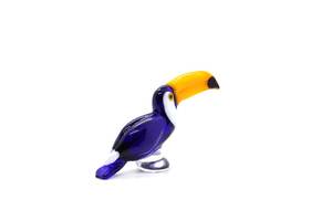 Petite figurine de toucan en verre soufflé à la main, bleu et jaune, sculpture animale, décoration artistique, style Murano, fabriquée au Rajasthan - Product Image 4