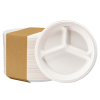 Assiettes biodégradables blanches et brunes de 9 pouces, assiettes plates en bagasse de canne à sucre pour restaurant, assiettes jetables en kraft pour aliments