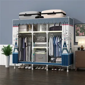 170 Cm Schlafzimmer Edelstahl Einfach zusammen gebaute tragbare Kleidung Kleider schrank für die Aufbewahrung von Kleidung