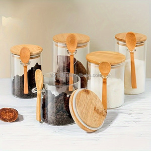 Bocaux en verre hermétiques pour la maison, contenants pour flocons d'avoine, collations pour le petit-déjeuner, pouding aux graines <span class=keywords><strong>de</strong></span> <span class=keywords><strong>chia</strong></span>, rangement alimentaire avec couvercles et cuillère - Product Image 4