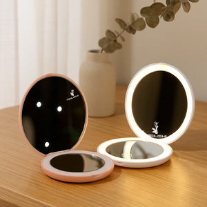 <span class=keywords><strong>Miroir</strong></span> de maquillage de voyage miniature à motif circulaire Newish 1x2x avec lumière LED magnétique, <span class=keywords><strong>miroir</strong></span> de poche, <span class=keywords><strong>miroir</strong></span> de courtoisie - Product Image 1