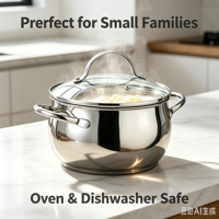 Ensemble de casseroles de style américain en acier inoxydable écologique moderne, 2 pièces, avec couvercle en verre, compatible avec les plaques à induction