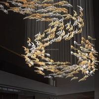 Personnaliser le poisson suspendu restaurant éclairage luxueux hall d'hôtel grand lustre en verre de Murano