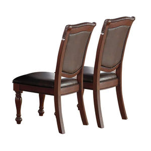 Meubles de salle à manger en bois d'hévéa de couleur marron DB ensemble formel 2 chaises d'appoint siège rembourré en similicuir magnifiques chaises formelles - Product Image 5