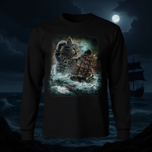 Camiseta de manga larga Monster Tabby Cat Ambush Battle Ship - Product Image 3