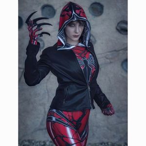 Traje de cosplay de superhéroe Venom <span class=keywords><strong>Gwen</strong></span> <span class=keywords><strong>Spider</strong></span>-Man para mujer, mono con capucha, disfraz de Halloween para escenario y baile IM095W - Product Image 4