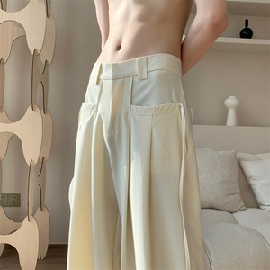 Automne printemps Style italien napolitain taille haute pantalon droit plat OEM Service haute rue à la mode hommes pantalons décontractés - Product Image 3