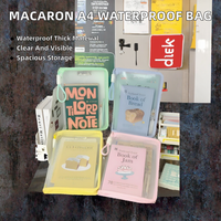 2026 Macaron Transparente A4 PP Bolsa de Documentos con Cremallera, Gran Capacidad, para Libros de Texto, Portátil, Engrosada, Impermeable, para Estudiantes