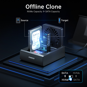 Fideco thiết kế mới ABS <span class=keywords><strong>Dock</strong></span> <span class=keywords><strong>duplicator</strong></span> cho M2 NVME SATA 2.5 3.5inch SSD với Fan <span class=keywords><strong>HDD</strong></span> Docking Station - Product Image 4