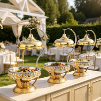 FLEY 8L Plat à réchaud rond plaqué or, chauffe-plats de luxe pour buffet, usage hôtelier et restaurant