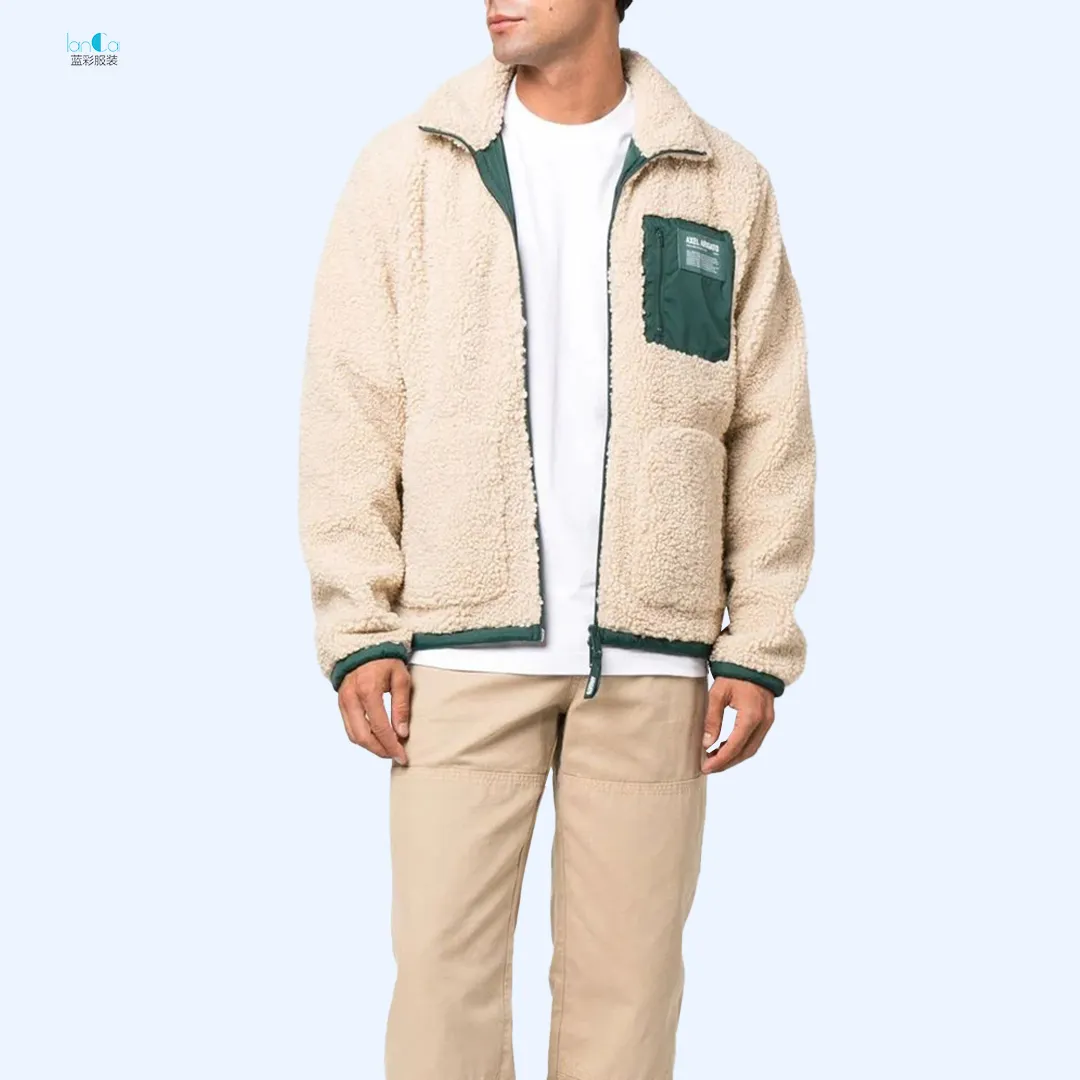 Manufactory Custom Logo Streetwear Zip Up Fleece Teddy Sweatshirt Coat Men's Winter Teddy Jacket