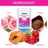 Teh Hijau Campuran 28 Hari untuk Pengencangan Payudara, Teh Bunga Herbal dalam Kemasan, Rasa Teh Hijau untuk Pembesaran Payudara