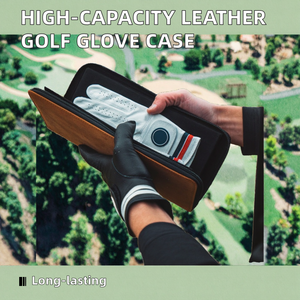 Custom Logo High-Capacity PU Leather Golf Gloves Holder <b>Case</b> with Zipper Closure Luxury Style Special Purpose - Product Image 3