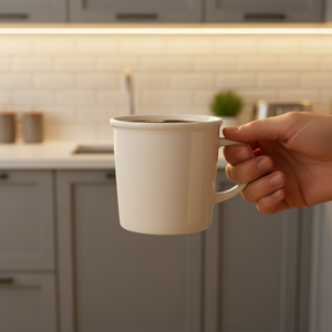 Custom Logo Personalized Gift Cup Minimalist White Ceramic Coffee Mug with Handle - Product Image 1