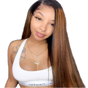 Cheveux Brésiliens Pré-Plucked, Lace Frontale Transparente 30, Brun Foncé avec Mèches, Prêts à Teindre Plus Foncés, Longs, Densité 150% - Product Image 1