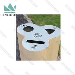 SD-53 재활용 휴지통 3칸 쓰레기통 3칸 분리수거함 나무 무늬 야외용 재활용 휴지통 3 스트림 - Product Image 4