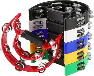 Wholesale Factory 8" Double Row Tambourine Full Set, Multi-Color Metal Jingles Hand Percussion Kit <b>for</b> Music Learning - Product Image 1