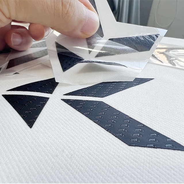 Shiny Elastic Textured Soft Silicone logo Label Eco-friendly TPU Heat Press Patch Vinyl Hot Peel Die Cut Heat Transfer Patches
