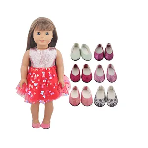 2022 sıcak satış çeşitli stilleri bebek ayakkabıları 18 inç pullu amerikan oyuncak bebek ayakkabı