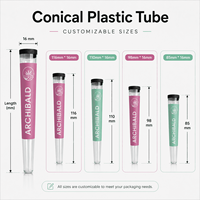 Tube à cigarettes conique roulé de 85 mm, 98 mm, 109 mm, emballage de cigares coniques personnalisé, tube en plastique transparent avec autocollant