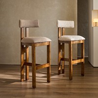 Tabouret de bar haut en bois massif, écologique et confortable, style mid-century modern, pour villa, salon, salle à manger, couleur personnalisable