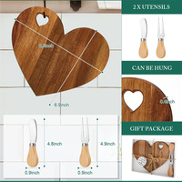 Set Talenan Bambu, Papan Sajian Keju dengan 2 Pisau Stainless Steel, Piring Sajian Kayu untuk Charcuterie, Hadiah Pernikahan