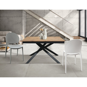 Antonio Extendable <b>Table</b> 120x80 <b>Rustic</b> Oak Melamine Top Metal Base Internal Use - Product Image 2