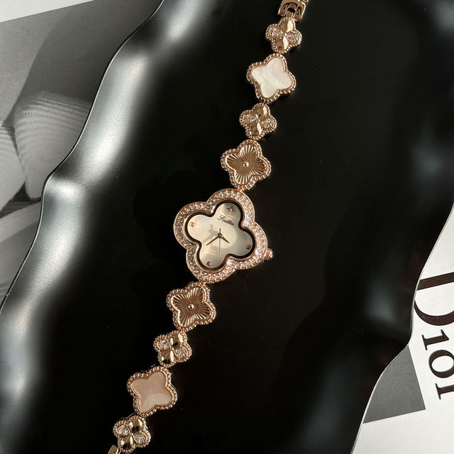 Scottie 9695 Luxury Women's Wrist Elegant Quartz Watches Four-leaf Clover Shape Dial Wrist Watch for Ladies Fashion Watches