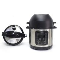 Cuisinière multifonction 17-en-1 double usage : autocuiseur électrique et friteuse à air 6 L – Idéale pour rôtir poulet, crevettes, faire des gâteaux, des steaks, du riz, cuisson lente – 1500 W