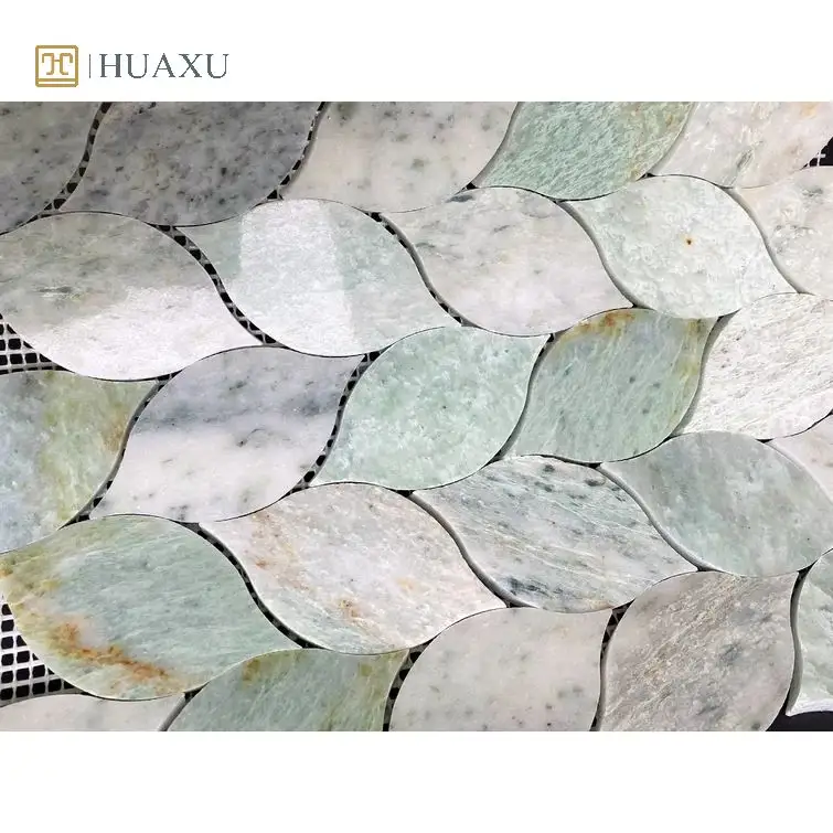 Azulejos de mosaico de mármol con respaldo de malla de fácil instalación con patrón novedoso Huaxu