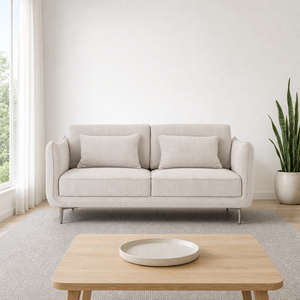 Canapé 2 places en tissu avec accoudoirs ouverts évasés, coussin de dossier amovible, pieds métalliques fins – Idéal pour salon moderne, hôtel, villa - Product Image 3