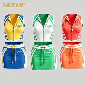<strong>Women's</strong> Casual Mini Skirts Sets Custom Logo Color Block <strong>Sleeveless</strong> Zipper <strong>Jacket</strong> and Skirt Streetwear Sets <strong>Women</strong> 2 Piece Outfits - Product Image 3