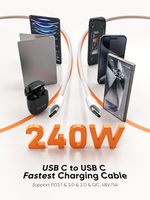 Câble USB-C CableCreation Super Fast Charging 240W, 3,3 pieds, tressé, connecteur USB 3.0 Type-C 240W, conducteur en cuivre étamé, gaine TPE