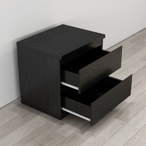 Black Nightstand 19.7 Inch 2 <b>Drawers</b> Handle Free Design Thickened Top Plate Small Side Table - Product Image 2