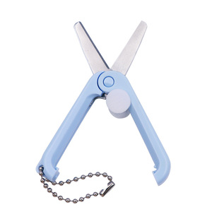 Industrial Simple Mini Portable Foldable Scissors Paper-Cutting <strong>Hand</strong> <strong>Tool</strong> with Round Tip and Retractable Keychain Pendant - Product Image 1