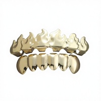 G004 Fire Grillz Brass Flame Gold Tungsten Braces pour la vente chaude, bijoux HIPHOP Hip Hop personnalisés, nouvelle version