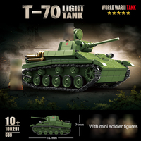 689 Piezas de Bloques de Construcción, Juguetes para Niños, Nuevo Tanque Ligero T-70, Tanque Soviético de la Segunda Guerra Mundial, Modelo de Vehículo Blindado con Armas, Set de Bloques de Construcción