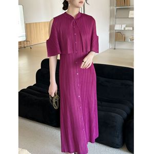 <span class=keywords><strong>Robe</strong></span> longue plissée et froissée en polyester, design de niche, élégante, style décontracté français, haut de gamme Miyake, collection été 2026, qualité supérieure - Product Image 4