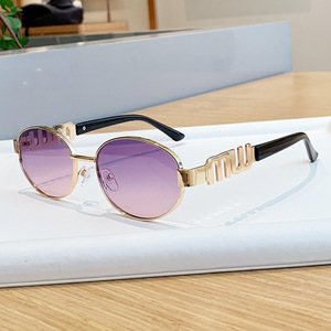 Metal Full Frame Oval <b>Sunglasses</b> For Women UV400 Type 3 Sunshades High End Feel - Product Image 4