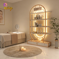Meuble de présentation de parfums moderne à LED, écologique, en or recyclable, en acier inoxydable, comptoir de présentation de luxe pour showroom