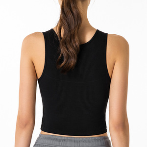 Camiseta sin mangas básica para <span class=keywords><strong>Mujer</strong></span>, Tops cortos ajustados lisos de punto, ropa de calle elástica, estilo informal - Product Image 6