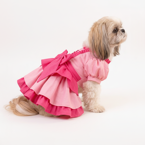 Vestido de Lujo Rosa Clásico de Verano Ligero para Perro, Estilo Princesa, con Volantes Multicapa y Gran Lazo Trasero, Regalo para Perro - Product Image 2