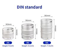 Fût vide neuf de 10L/20L/30L/50L/60L US/EU/DIN en acier inoxydable 304 de qualité alimentaire, empilable pour brasserie de bière