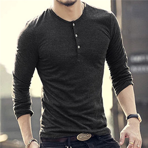 Vendita calda classica maglietta da uomo manica lunga O collo da uomo Plain <span class=keywords><strong>Crop</strong></span> <span class=keywords><strong>Top</strong></span> aderente Pullover di marca taglie forti felpe Casual da uomo - Product Image 5